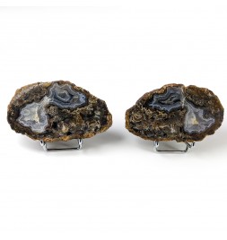Pair of agate slices,...